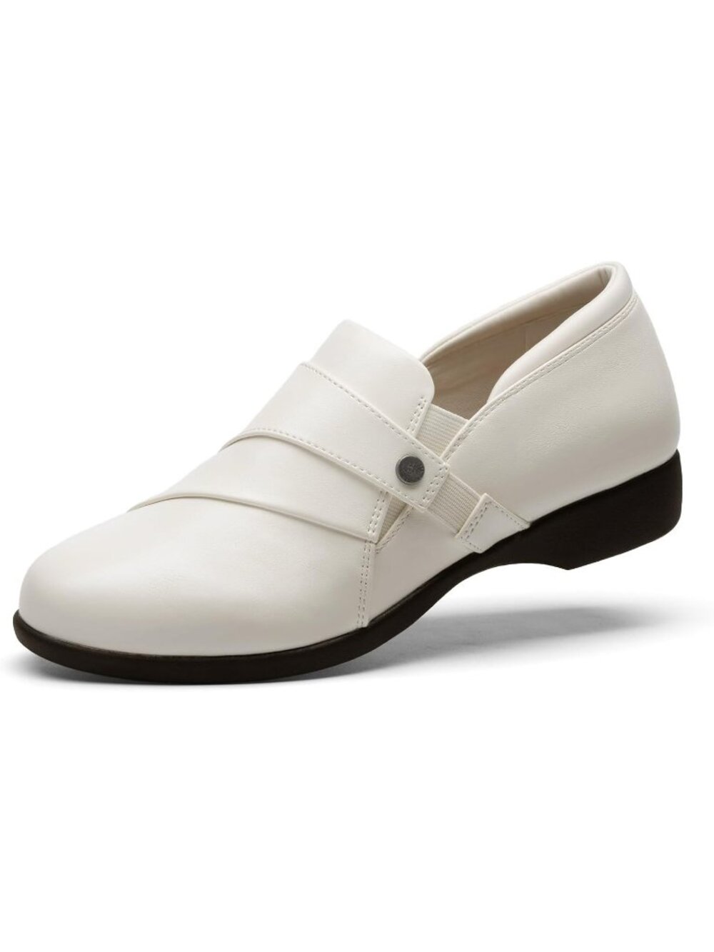 Womens White Faux Leather Business Casual Dressy Loafers Comfortable Loafers